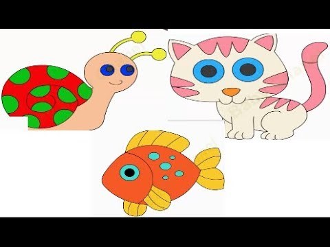 Learn colors in English for kids - How to draw and coloring the animals.